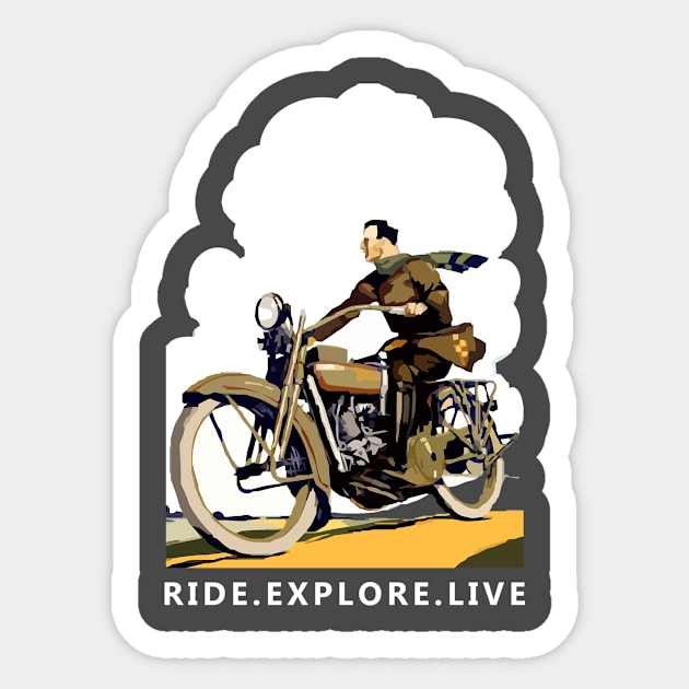 Ride Explore Live - Motorcycle T-Shirt Sticker by The Great Outdoors